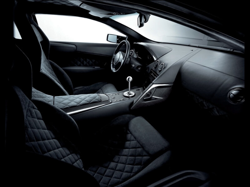 Interior of Sports Car — Black, Dark, Photograph