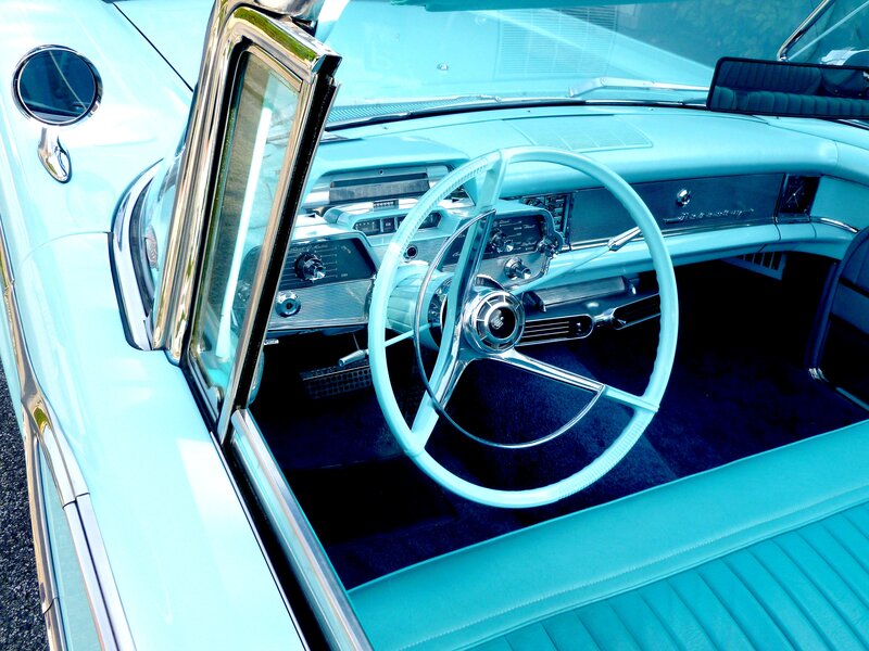 Interior of Vintage Car — Light Blue