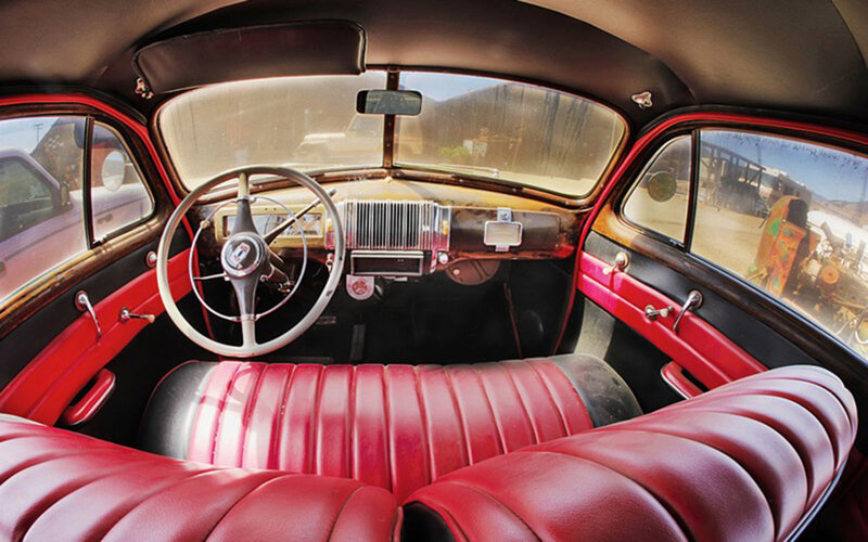 Interior of Vintage Car — Red