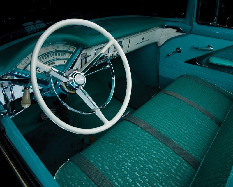 Interior of Vintage Car — Teal, Dramatic