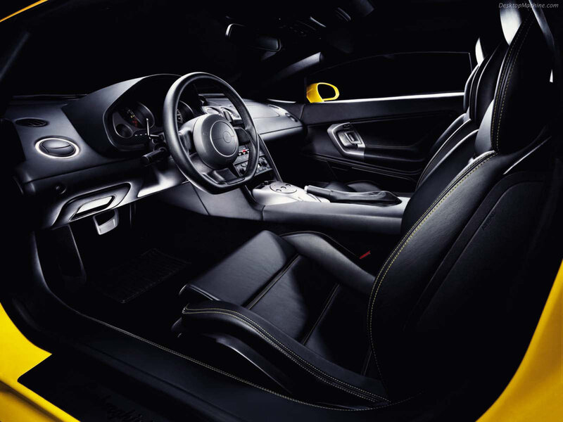 Interior of Yellow Sports Car — Black, Dramatic