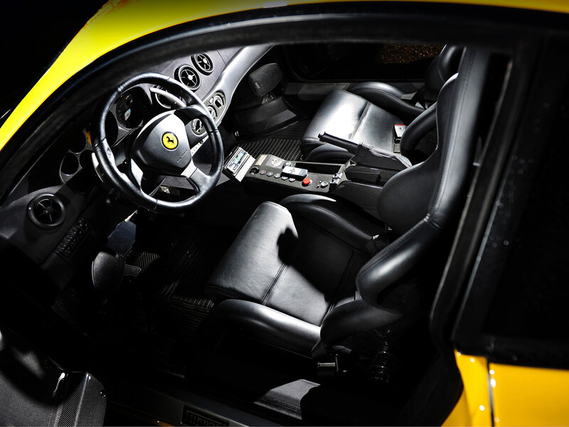 Interior of Yellow Sports Car — Dramatic