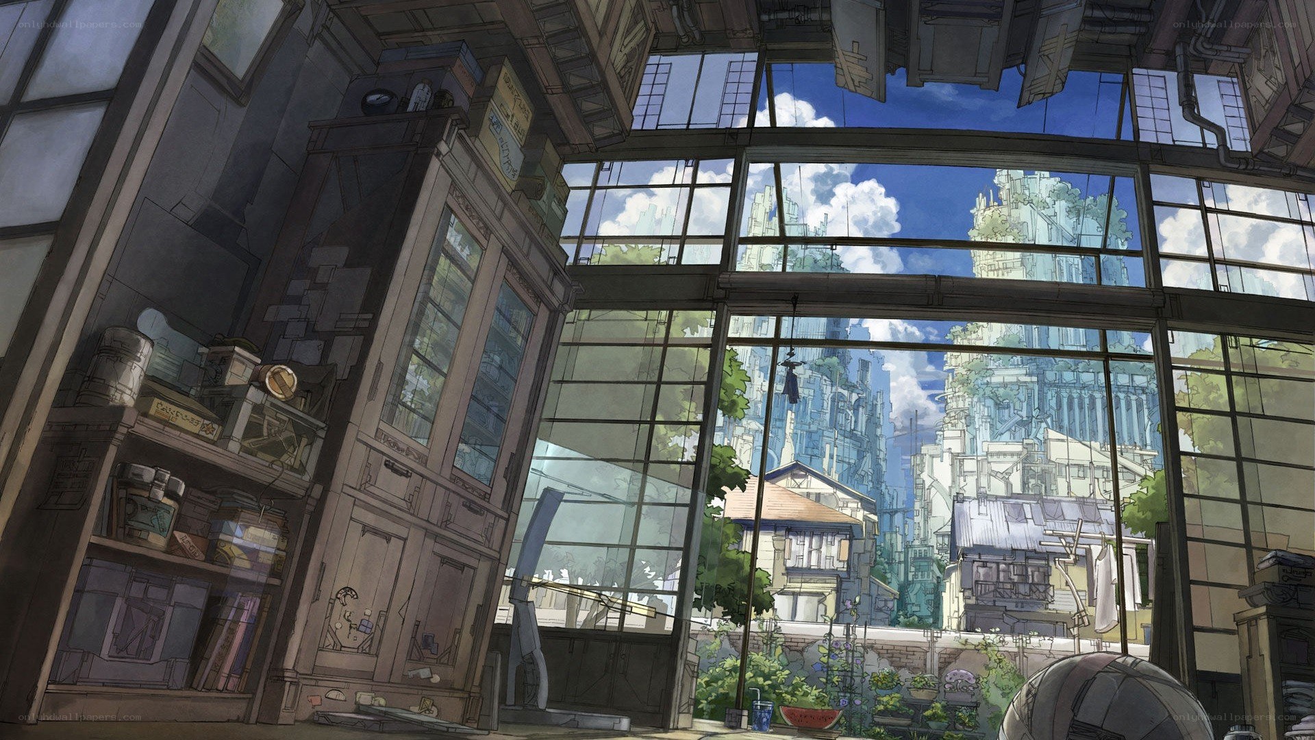 Interior view of a cityscape