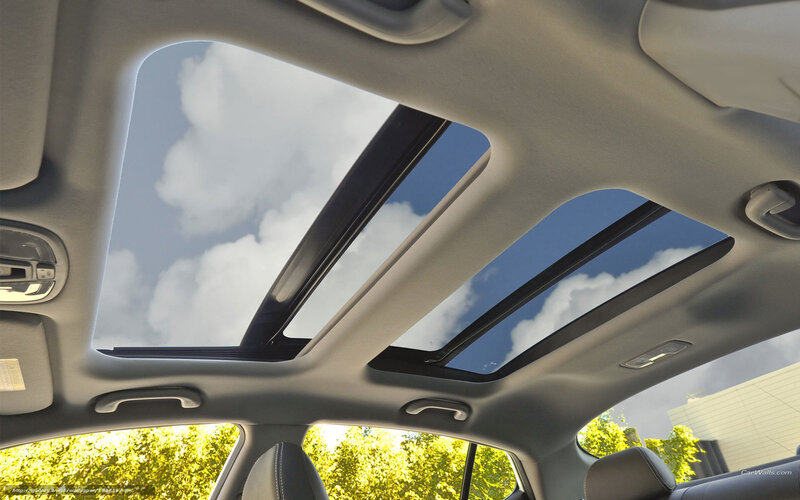 Interior view of car with sunroof