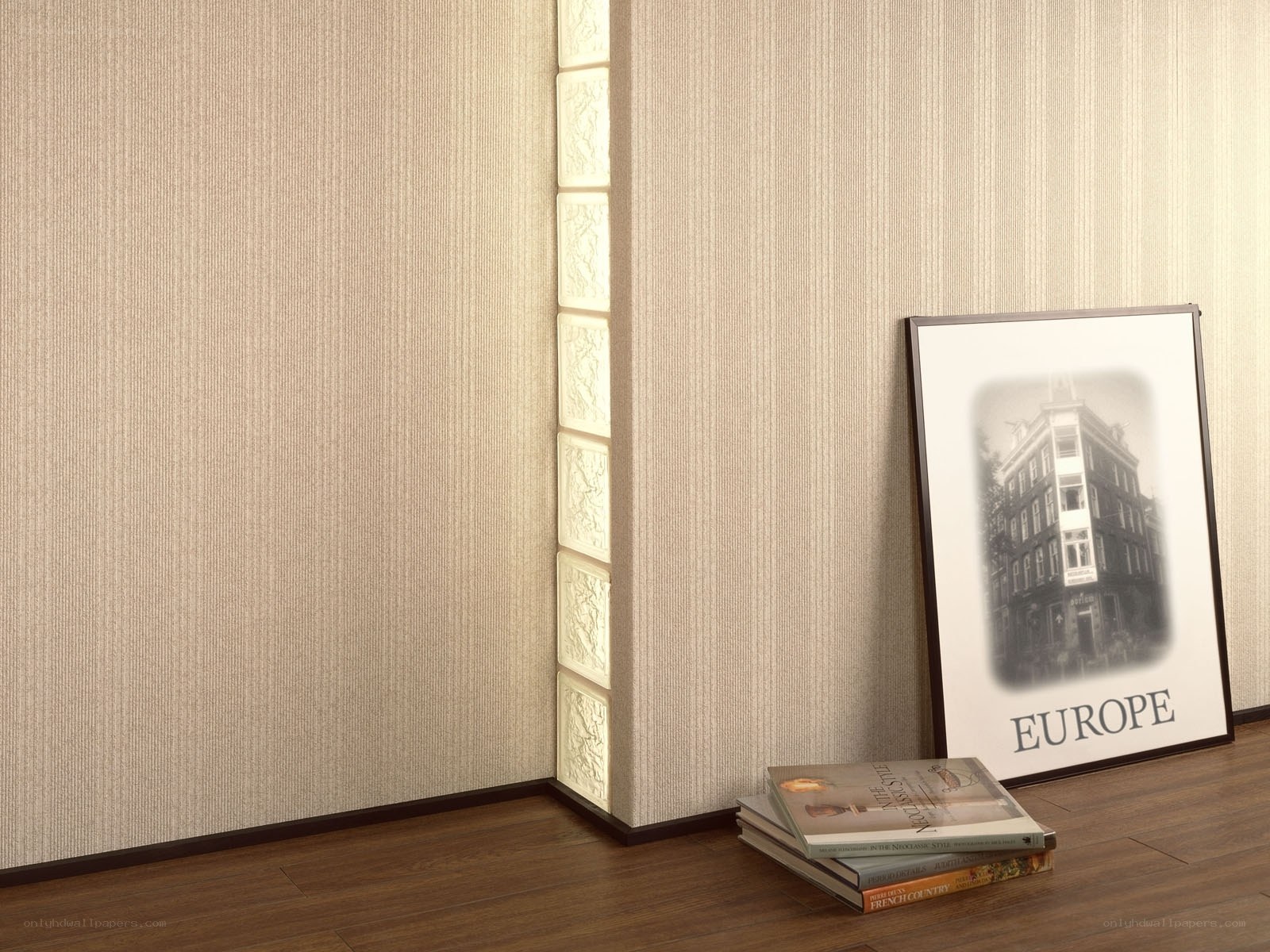 Interior wall with framed art