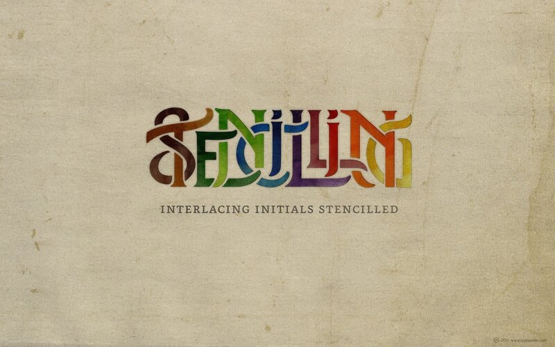 Interlacing Initials Stencilled