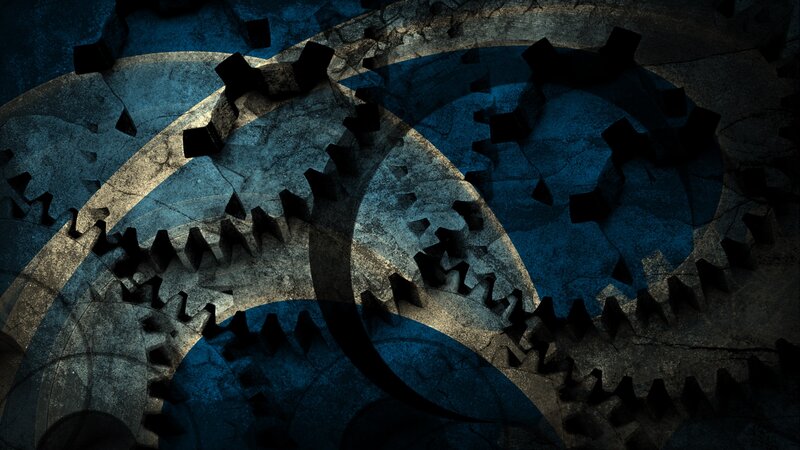 Interlocking Gears — Blue, Dark