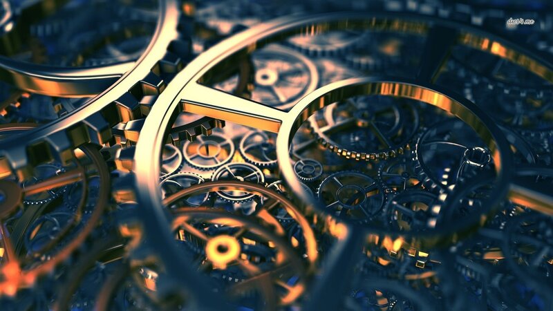 Interlocking Gears Mechanism — Gold