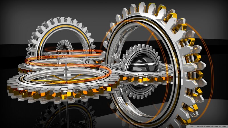 Interlocking Gears Mechanism — Silver