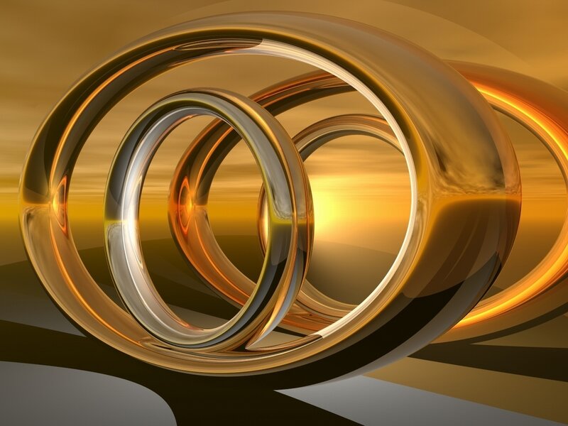 Interlocking Golden Rings — Gold, Abstract