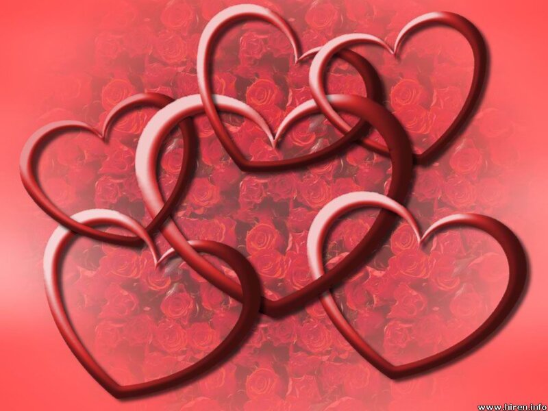 interlocking hearts on roses