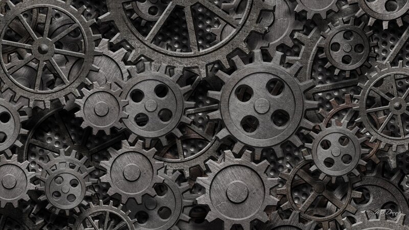 Interlocking Metal Gears — Gray, Industrial