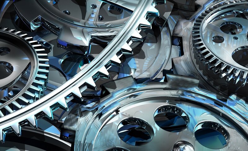 Interlocking Metal Gears — Silver, Mechanical