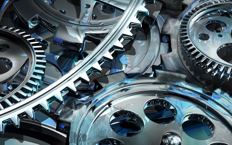 Interlocking Metal Gears — Silver, Technological