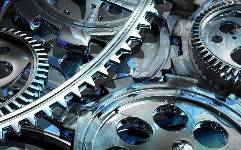 Interlocking Metal Gears — Silver