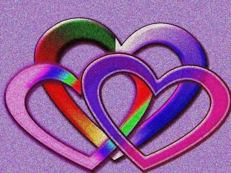 interlocking rainbow hearts