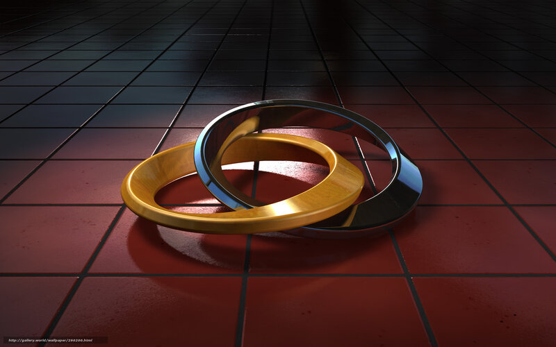 Interlocking rings on tiled floor
