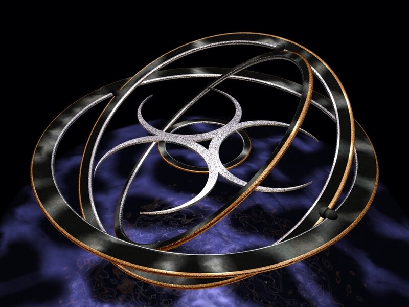 Interlocking rings with biohazard symbol