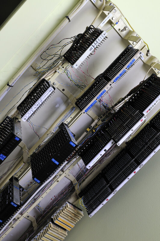 Internal view of a telephone exchange