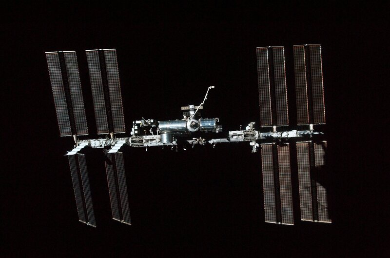 International Space Station — Black, Dramatic, Night, Photograph, Solar Panels