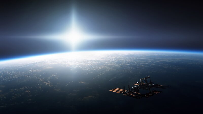 International Space Station — Blue, Dramatic, 3d Render