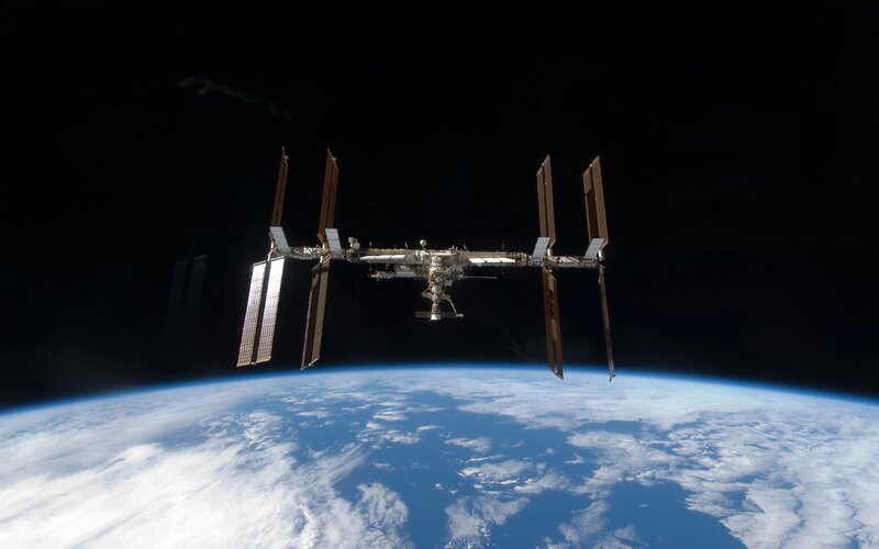 International Space Station — Blue, Serene, Photograph, Earth, Solar Arrays