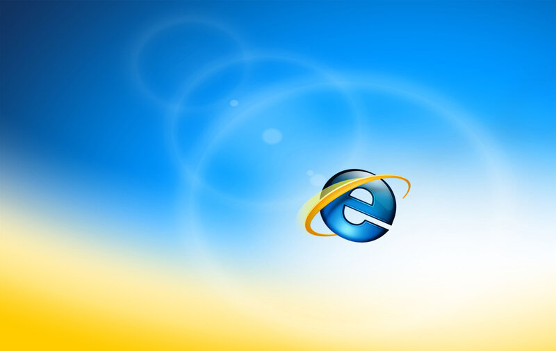 Internet Explorer logo on blue background