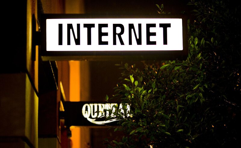 Internet sign at night
