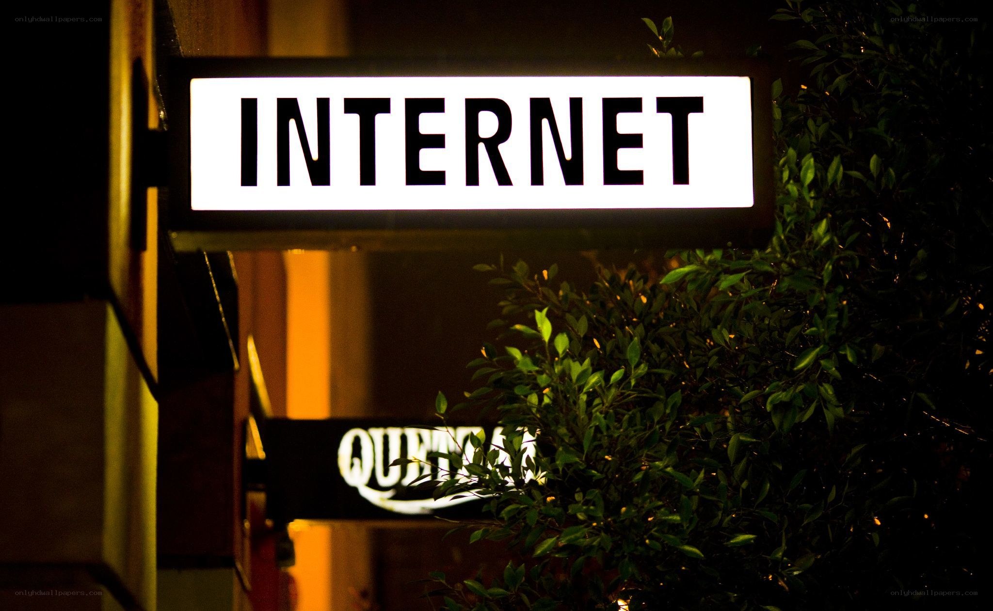 Internet sign at night