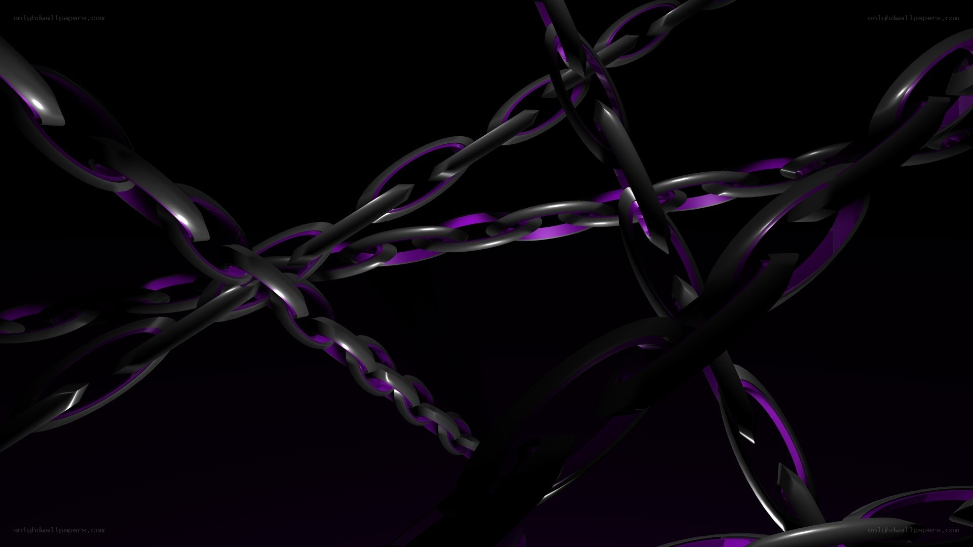 Interwoven chains with purple glow