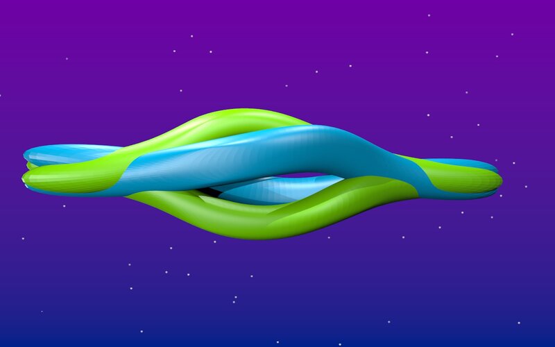 Interwoven Green and Blue Shapes
