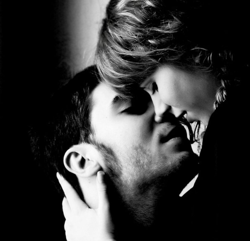 intimate couple in black and white