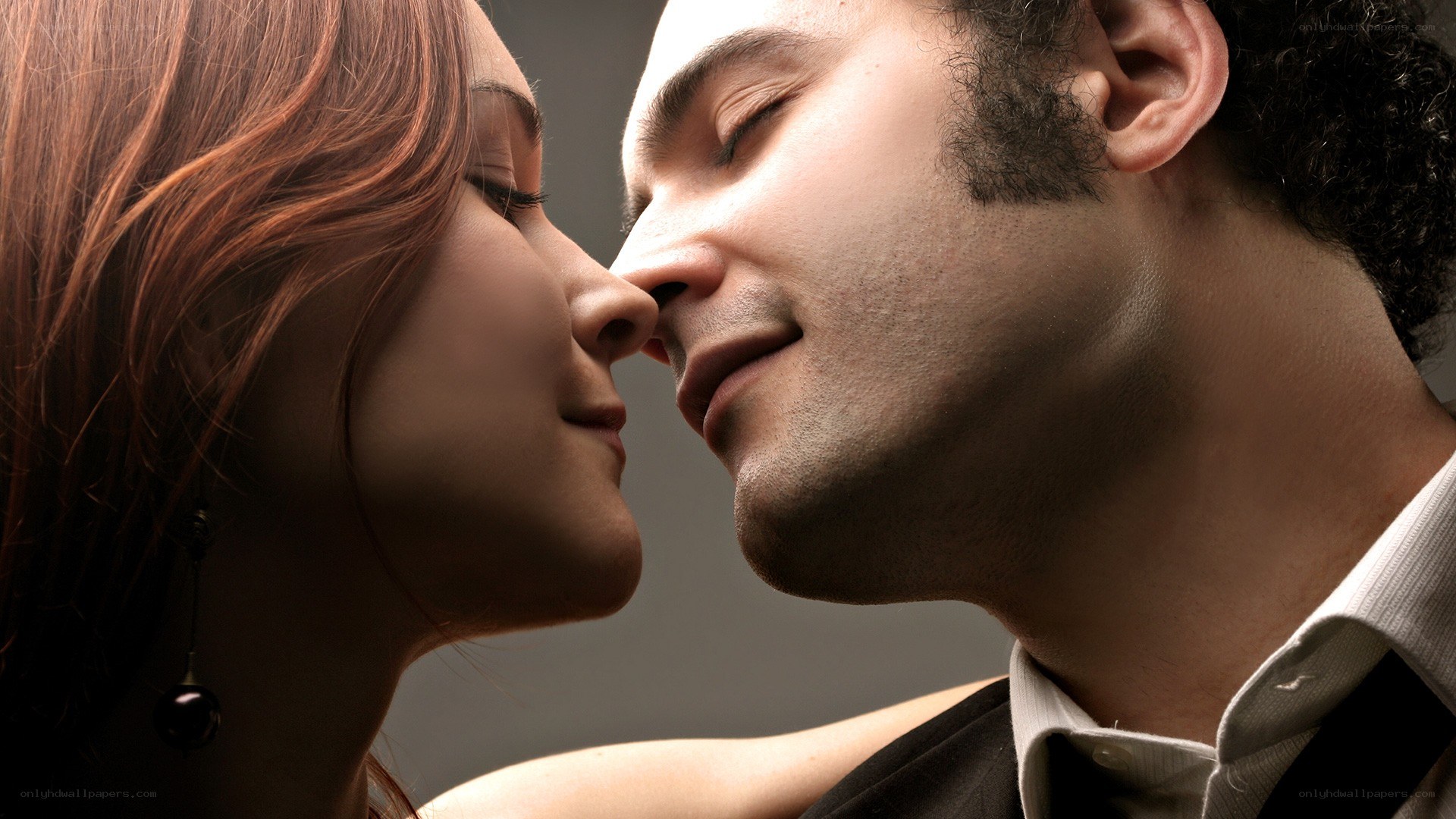 intimate couple in close embrace