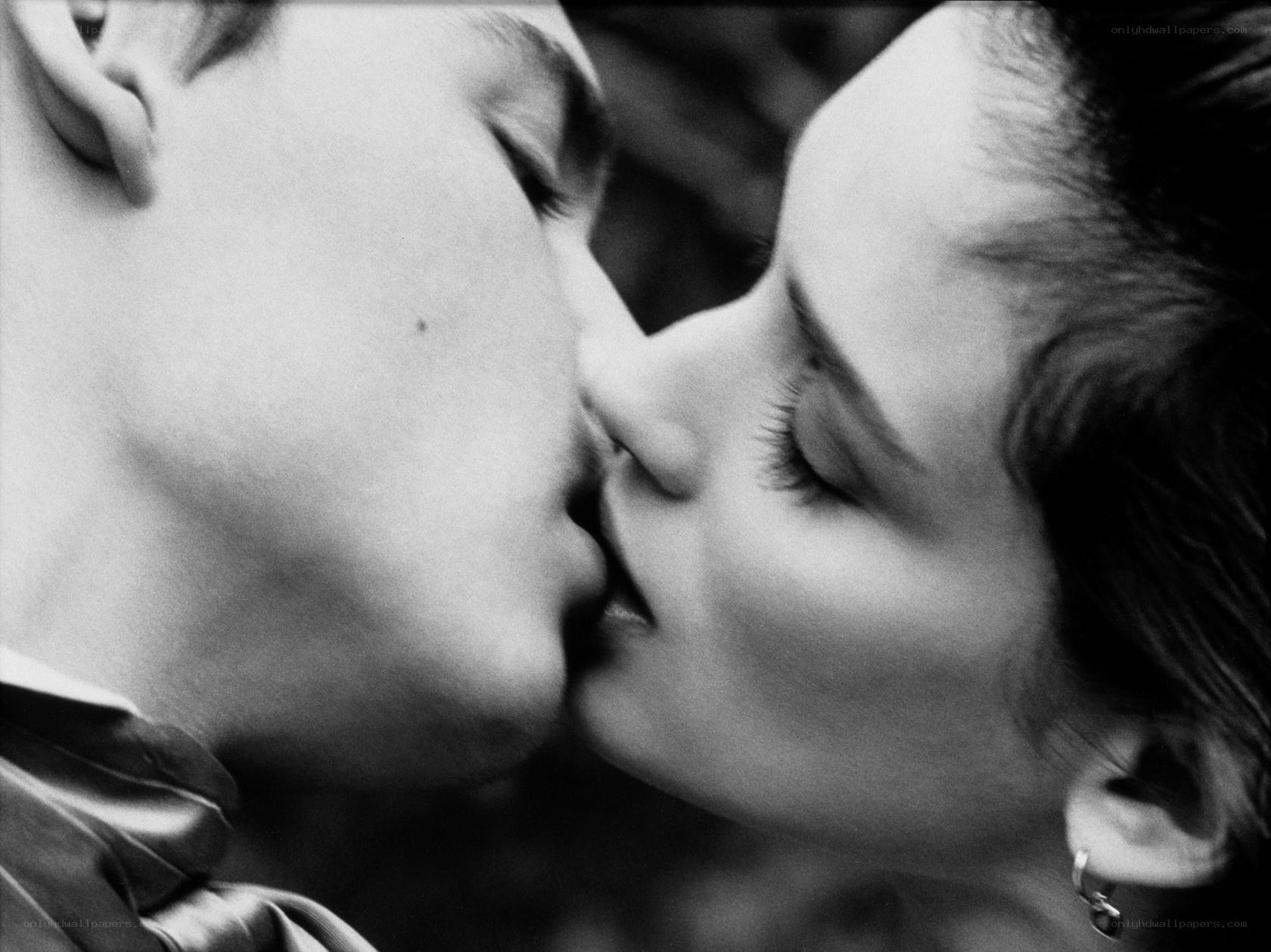 intimate kiss between two people