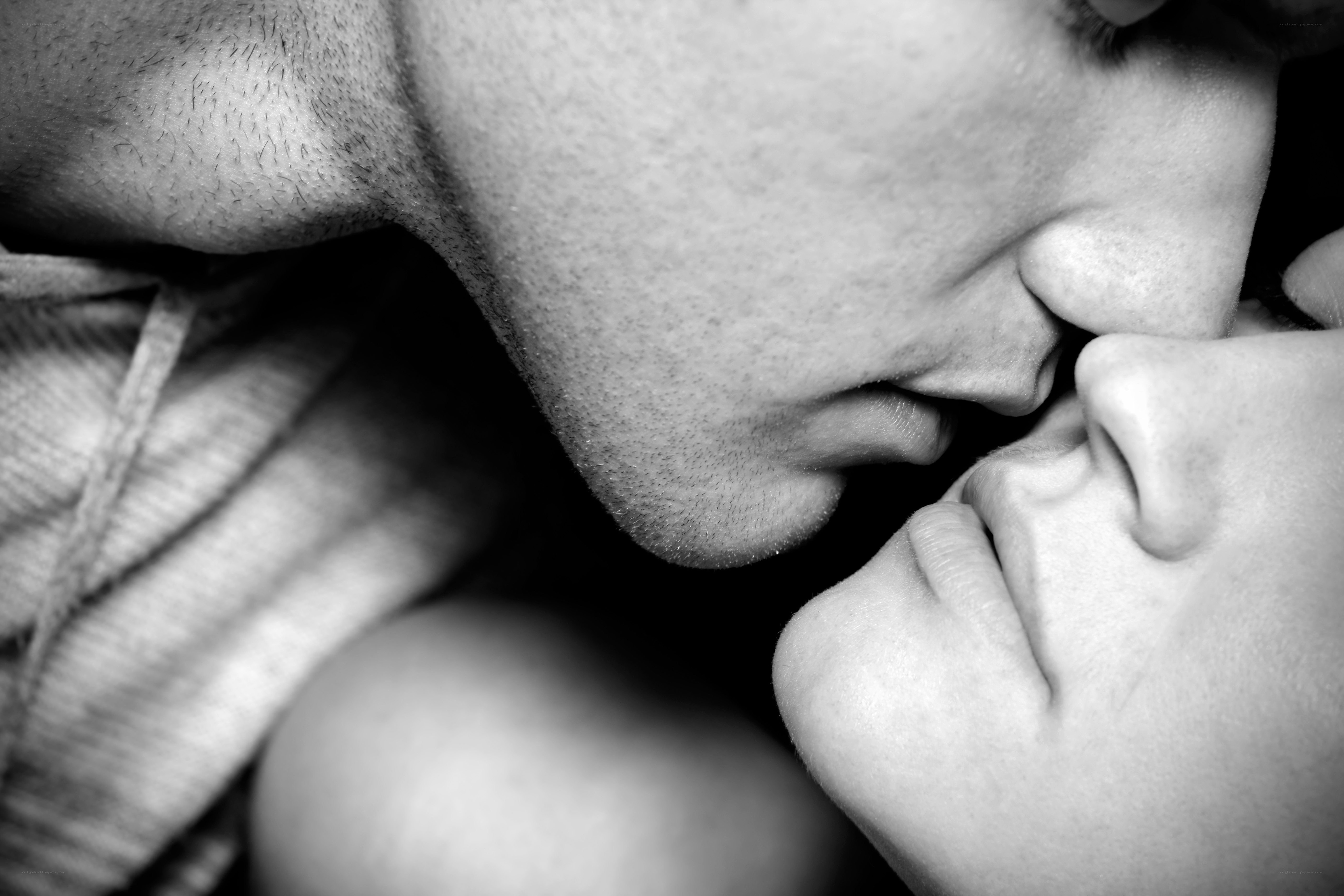 intimate kiss between two people
