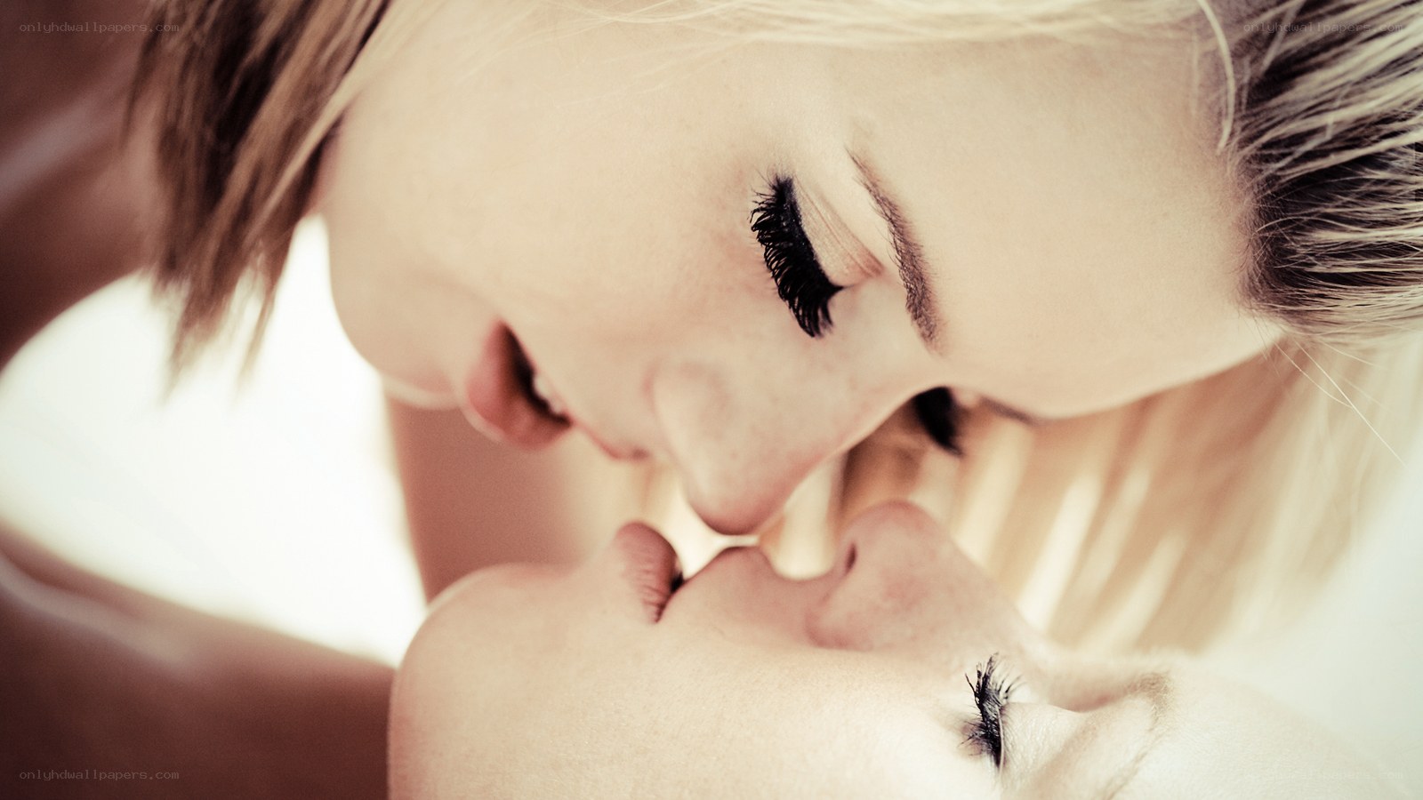 intimate moment between two women