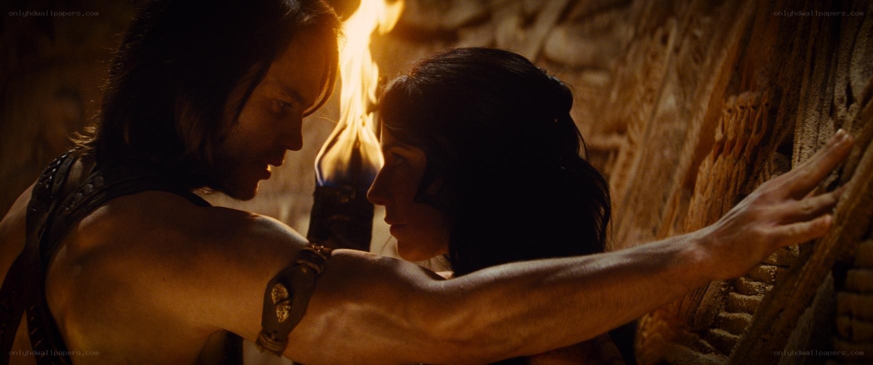 intimate moment in ancient chamber