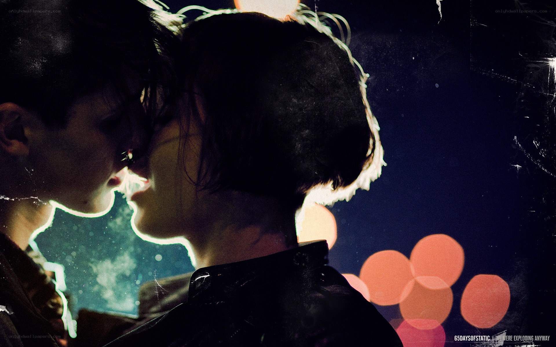intimate moment in city lights