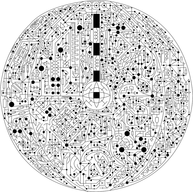 intricate circuit board mandala