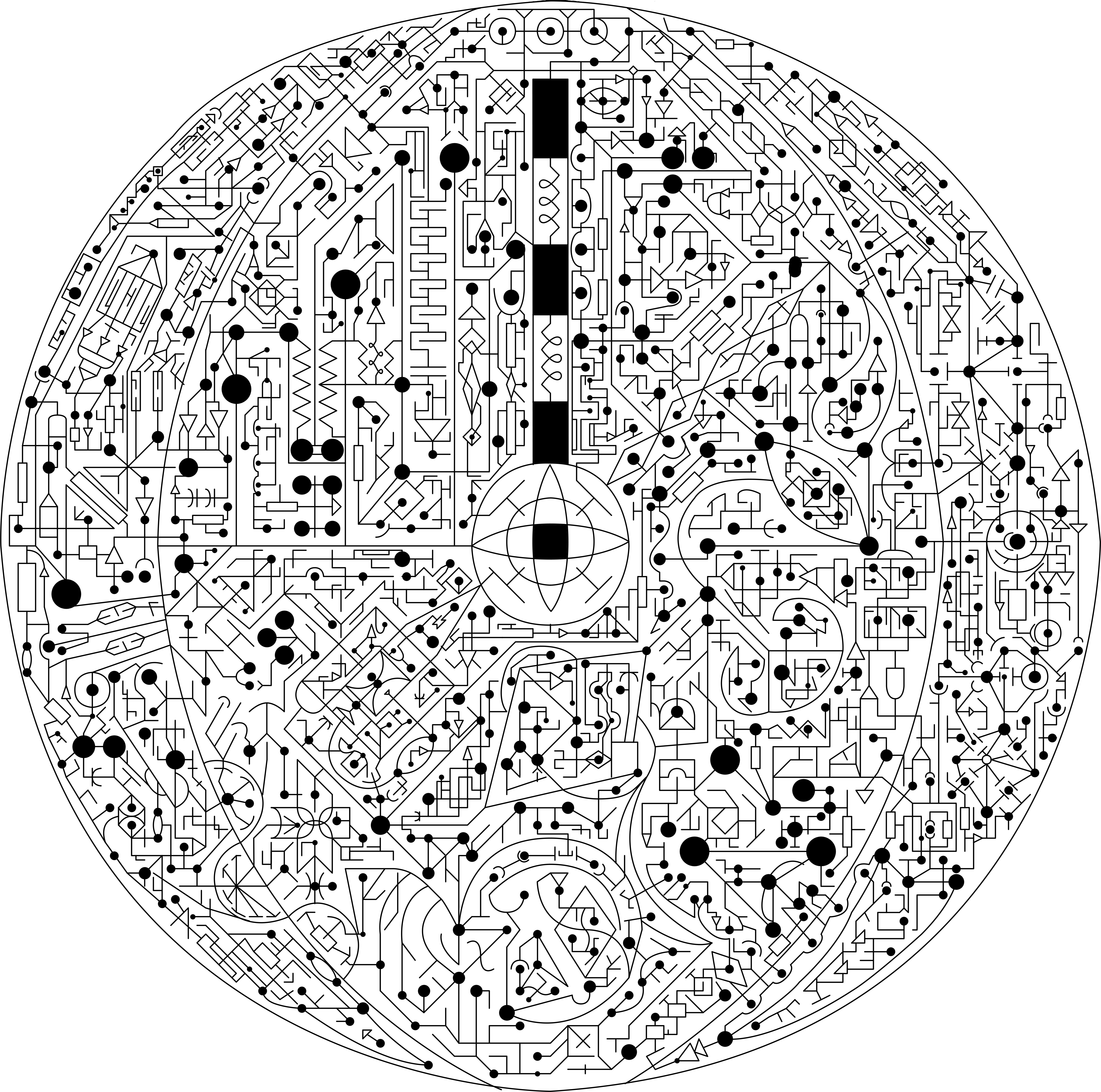 intricate circuit board mandala