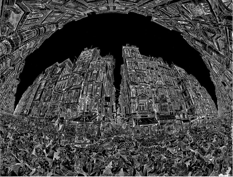 Intricate cityscape illustration