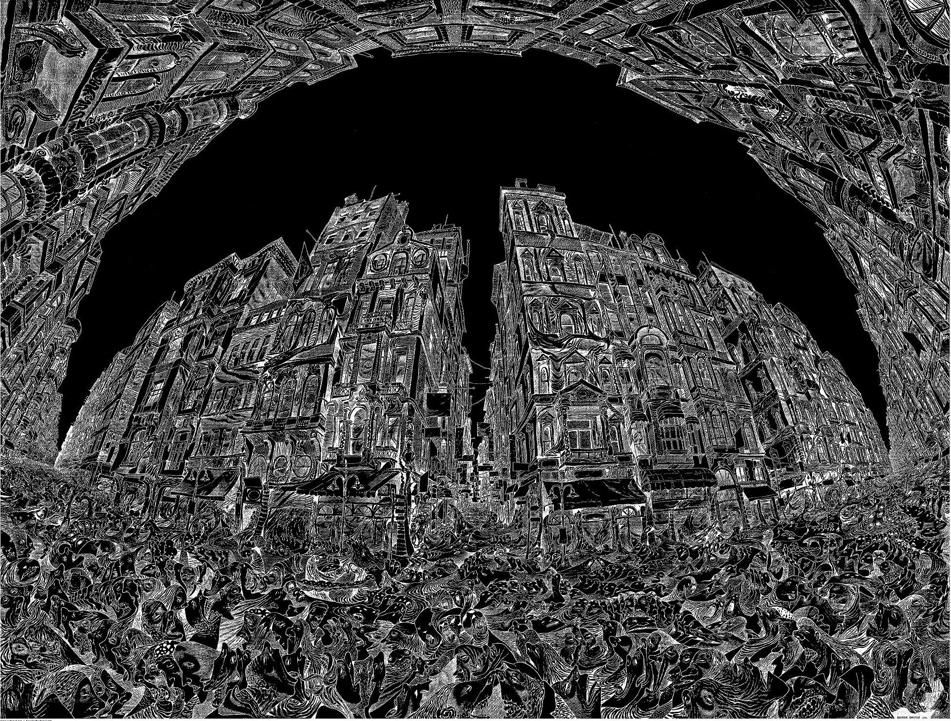 Intricate cityscape illustration