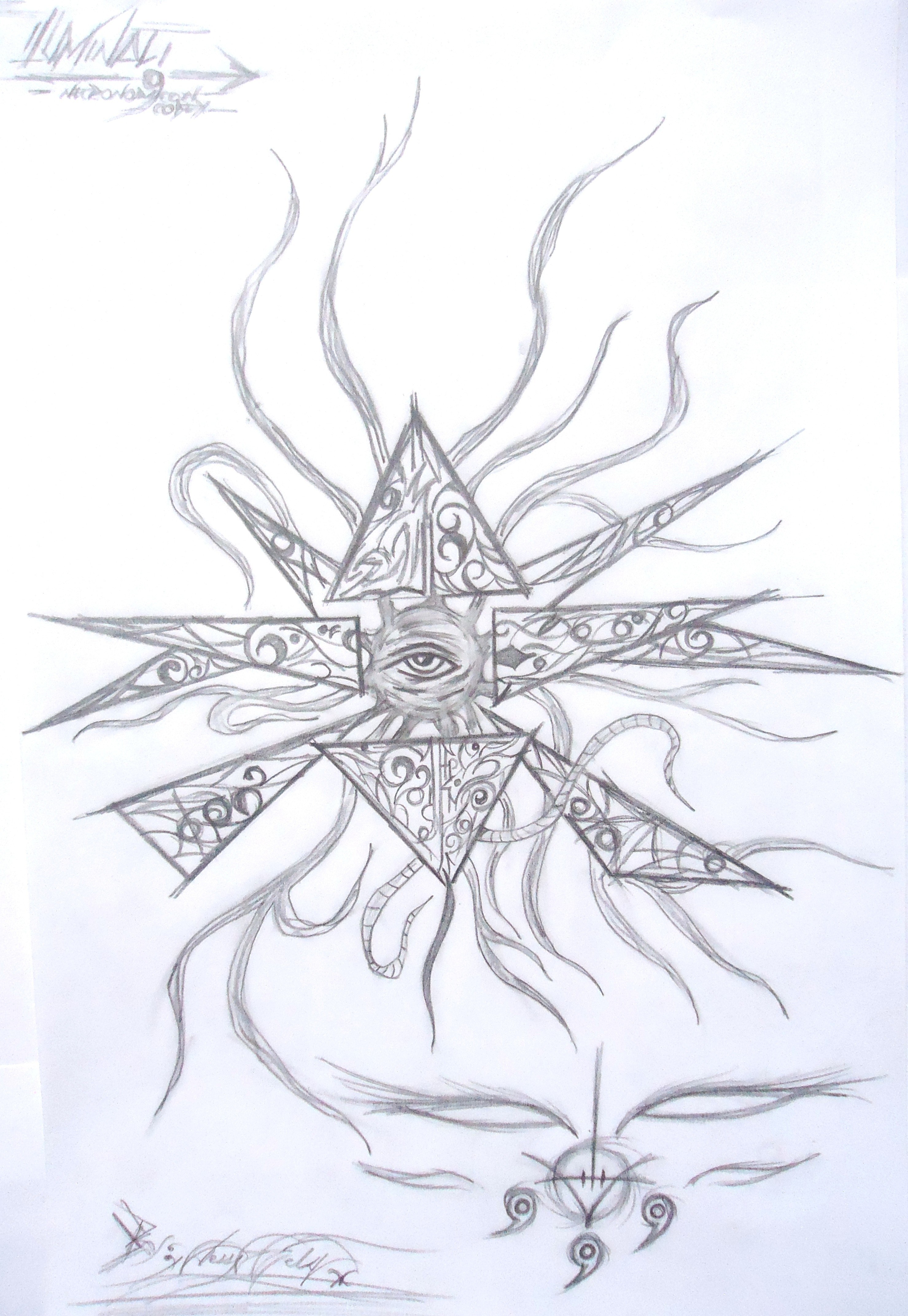 Intricate eye and triangle sketch