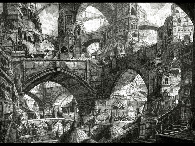 intricate fantasy cityscape