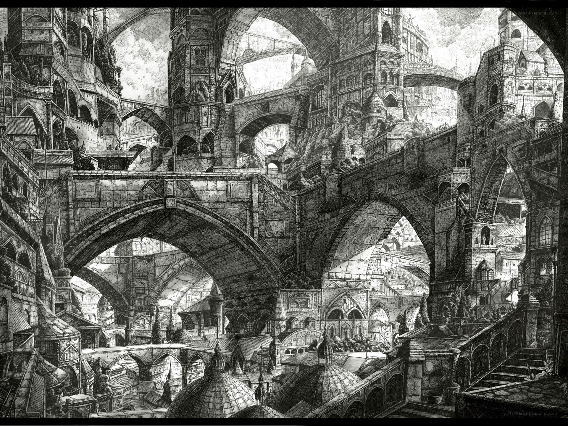 intricate fantasy cityscape