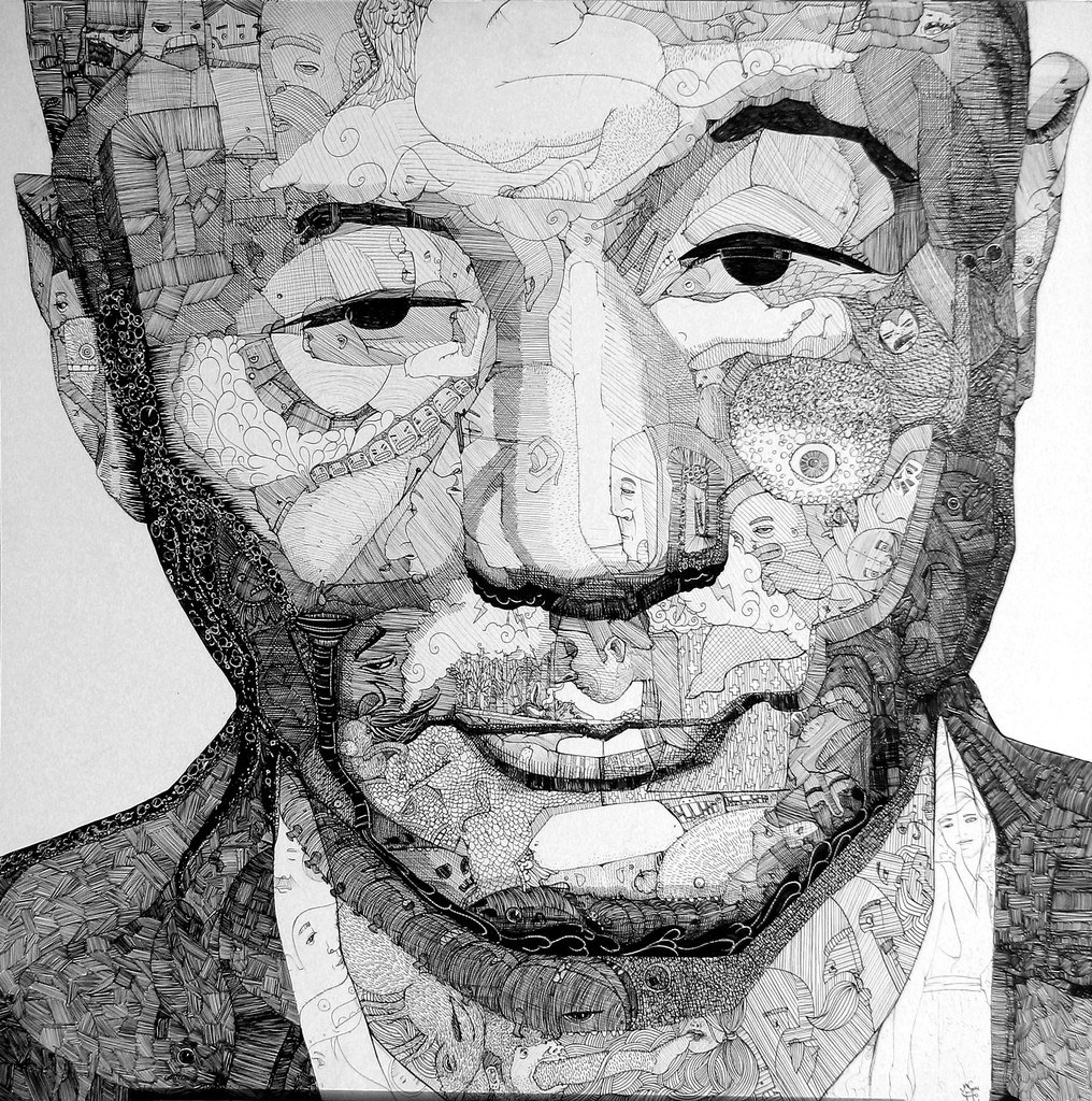 Intricate line art portrait
