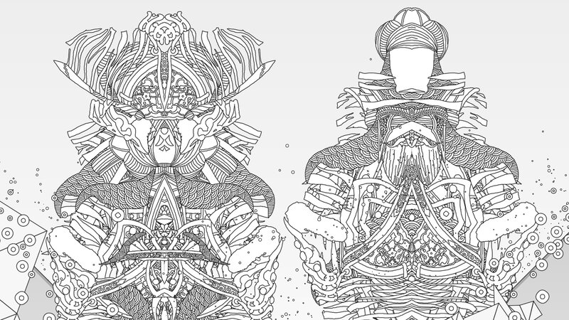 intricate line art warriors