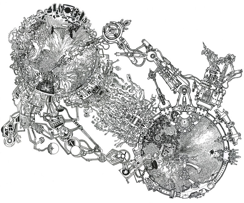 intricate mechanical artwork