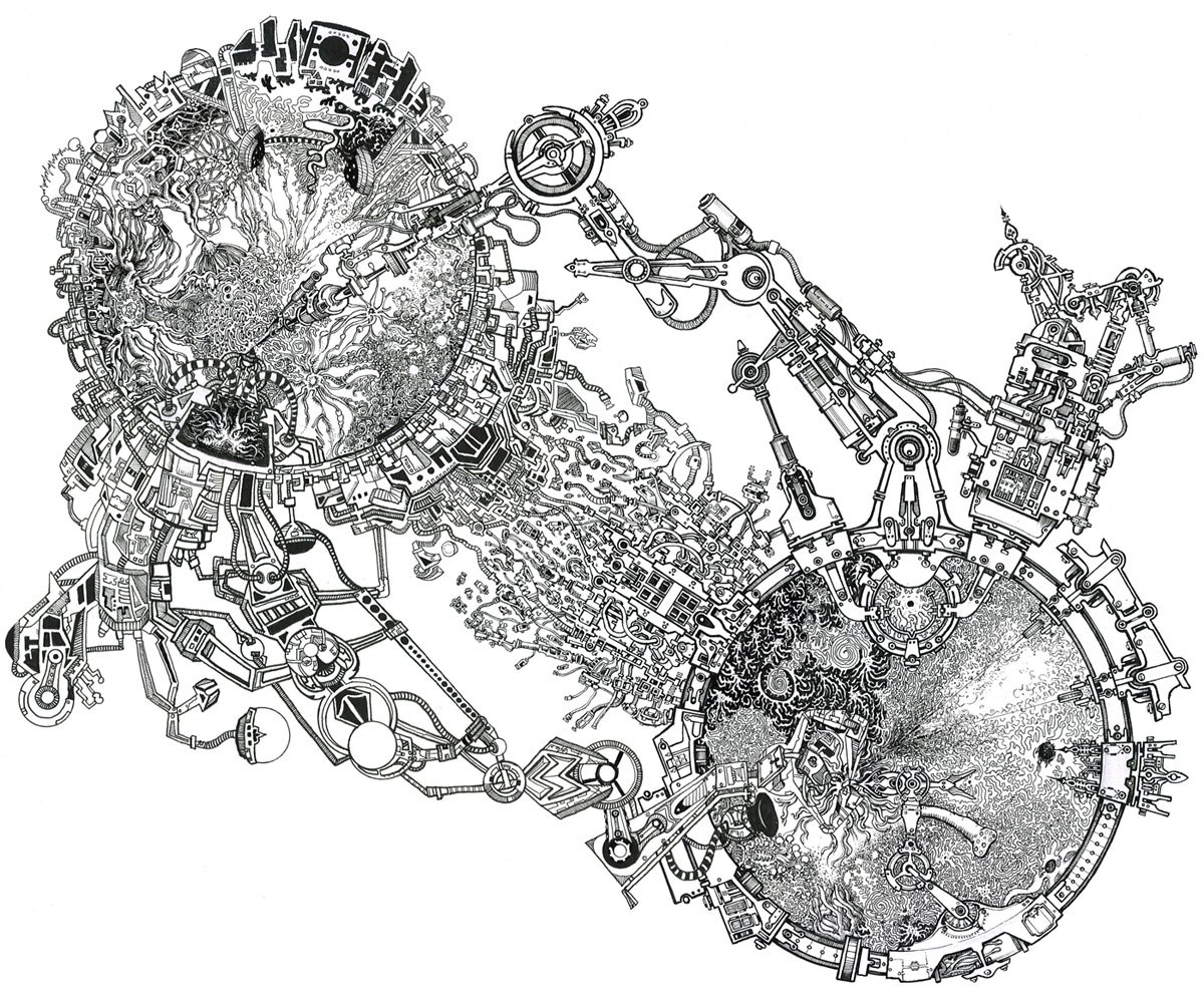 intricate mechanical artwork