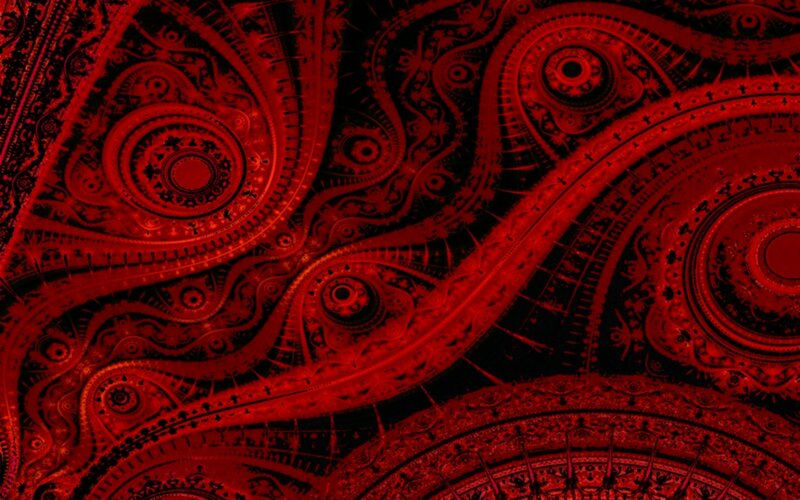 intricate red fractal patterns